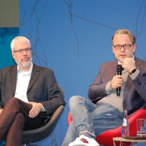 Panel 1: Uwe Riss (SAP Innovation Center Network) und Kristian Kersting (TU Darmstadt)