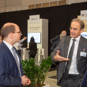 Impression vom Stand der Plattform Lernende Systeme © Thilo Schoch