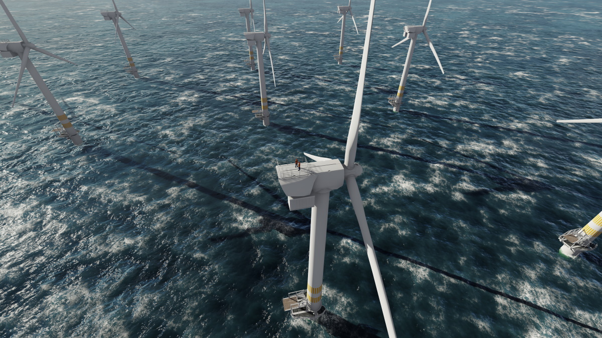 Offshore wind turbines in the storm