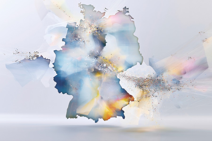 Deutschlandkarte mit verschiedenen ineinanderüberfließenden Farben